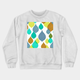 Sixties teardrop shape geometric brown, blue, yellow, Linen textured heart Crewneck Sweatshirt